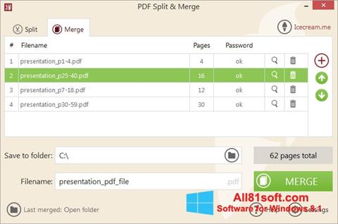 Ekrano kopija PDF Split and Merge Windows 8.1