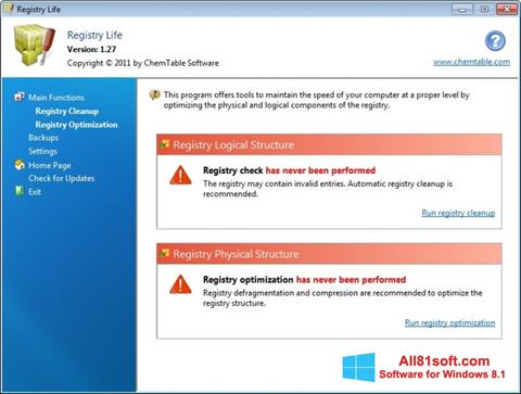 Ekrano kopija Registry Life Windows 8.1