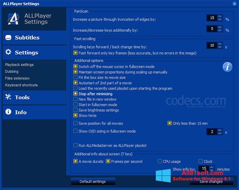 Ekrano kopija ALLPlayer Windows 8.1