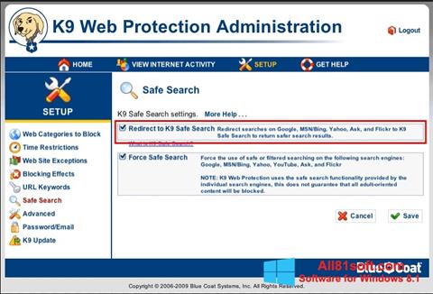 Ekrano kopija K9 Web Protection Windows 8.1