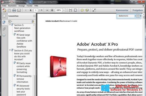 Ekrano kopija Adobe Reader Windows 8.1