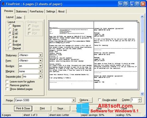 Ekrano kopija FinePrint Windows 8.1