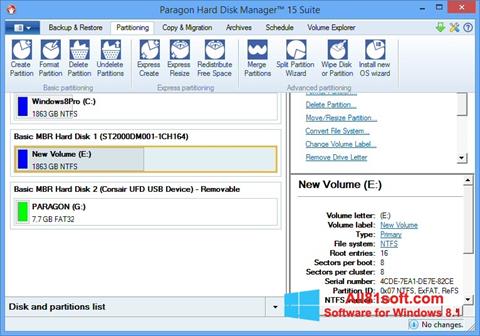 Ekrano kopija Paragon Hard Disk Manager Windows 8.1