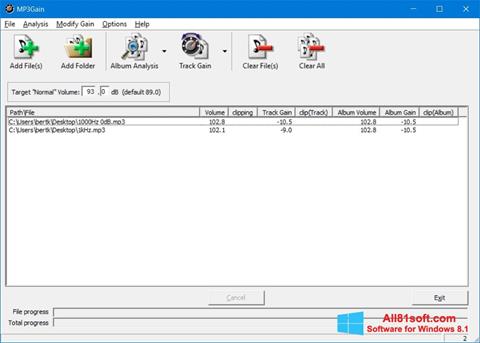 Ekrano kopija MP3Gain Windows 8.1