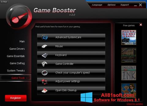 Ekrano kopija Game Booster Windows 8.1