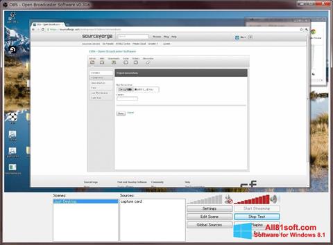 Ekrano kopija Open Broadcaster Software Windows 8.1