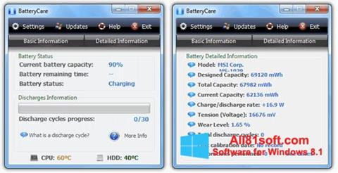 Ekrano kopija BatteryCare Windows 8.1
