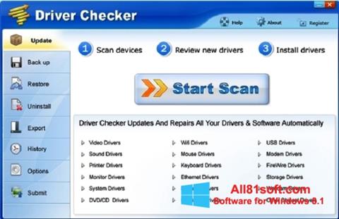 Ekrano kopija Driver Checker Windows 8.1