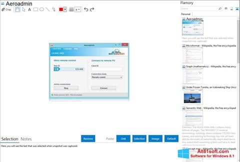 Ekrano kopija AeroAdmin Windows 8.1