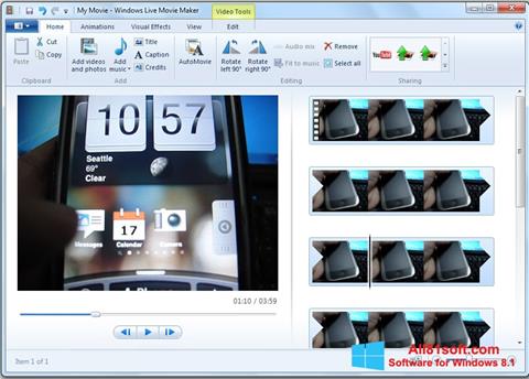 Ekrano kopija Windows Live Movie Maker Windows 8.1