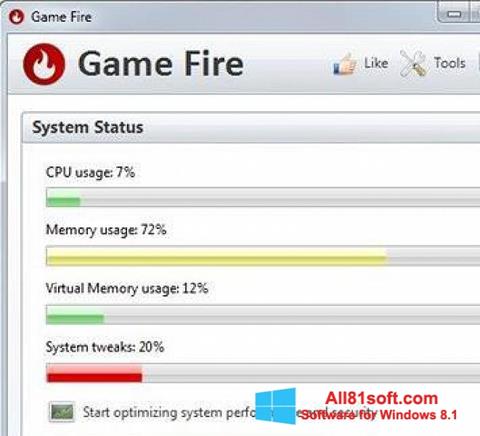 Ekrano kopija Game Fire Windows 8.1
