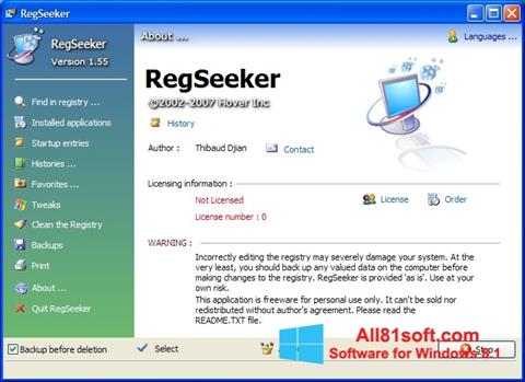 Ekrano kopija RegSeeker Windows 8.1