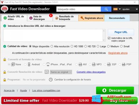 Ekrano kopija Fast Video Downloader Windows 8.1