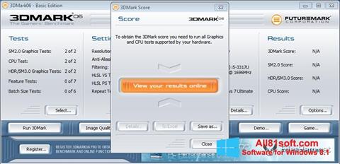 Ekrano kopija 3DMark06 Windows 8.1