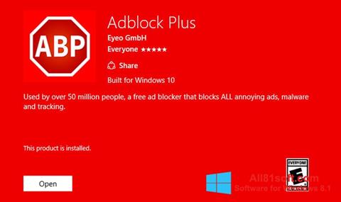 Ekrano kopija Adblock Plus Windows 8.1