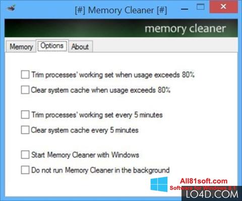 Ekrano kopija Memory Cleaner Windows 8.1