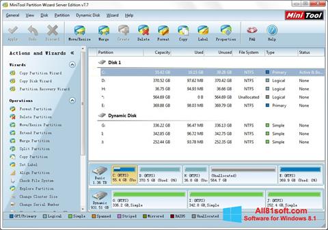 Ekrano kopija MiniTool Partition Wizard Windows 8.1