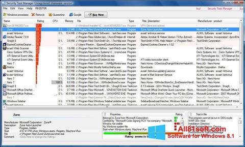 Ekrano kopija Security Task Manager Windows 8.1