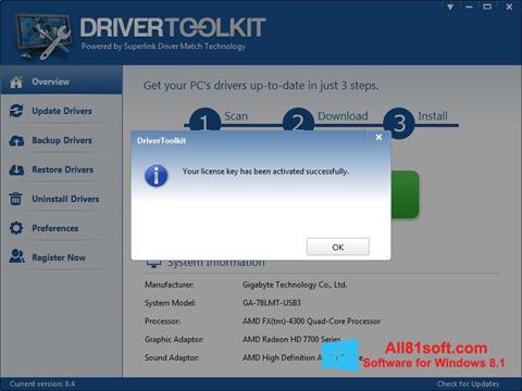 Ekrano kopija Driver Toolkit Windows 8.1