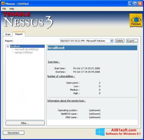 Ekrano kopija Nessus Windows 8.1