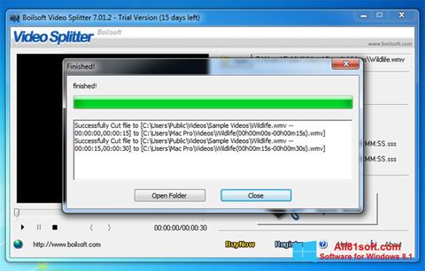 Ekrano kopija Boilsoft Video Splitter Windows 8.1