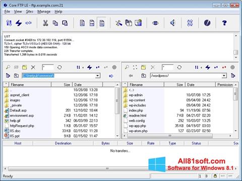 Ekrano kopija Core FTP Windows 8.1