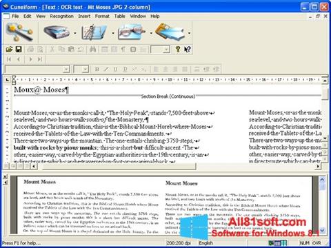 Ekrano kopija CuneiForm Windows 8.1