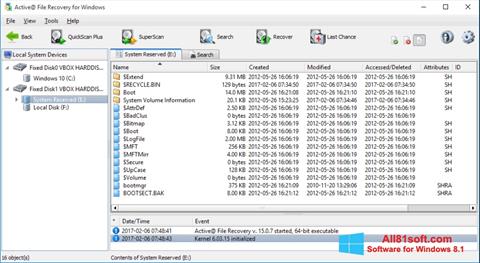Ekrano kopija Active File Recovery Windows 8.1