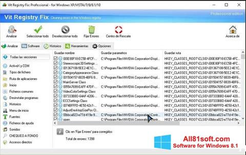 Ekrano kopija Vit Registry Fix Windows 8.1