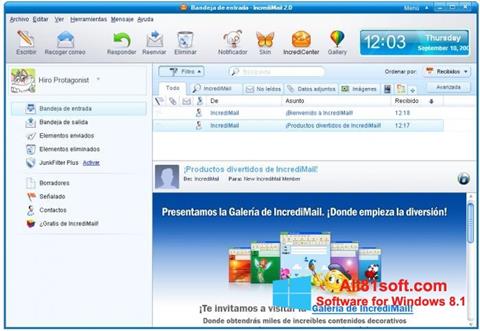 Ekrano kopija IncrediMail Windows 8.1