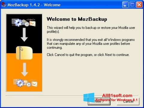 Ekrano kopija MozBackup Windows 8.1
