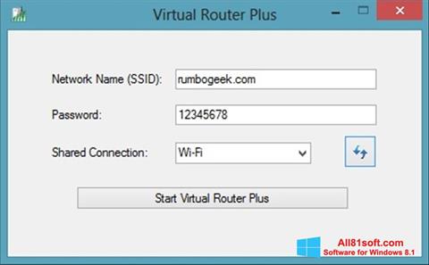 Ekrano kopija Virtual Router Plus Windows 8.1