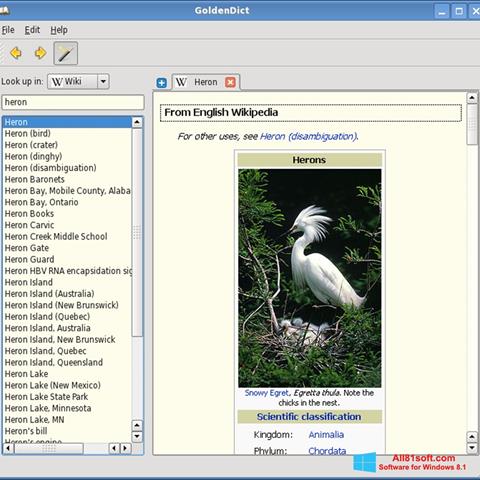 Ekrano kopija GoldenDict Windows 8.1