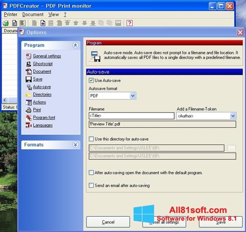 Ekrano kopija PDFCreator Windows 8.1