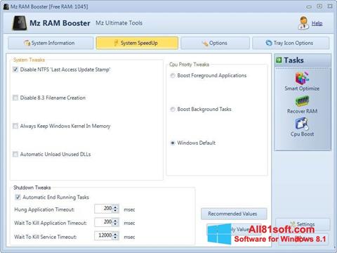 Ekrano kopija Mz RAM Booster Windows 8.1