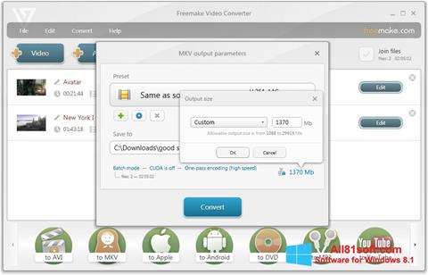 Ekrano kopija Freemake Video Converter Windows 8.1
