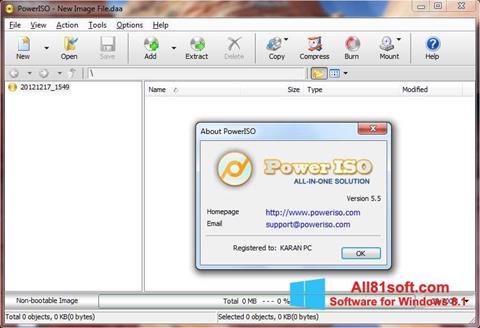 Ekrano kopija PowerISO Windows 8.1