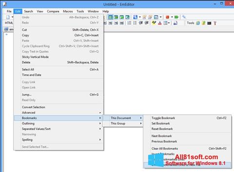 Ekrano kopija EmEditor Windows 8.1