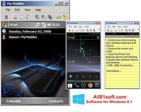 Ekrano kopija MyMobiler Windows 8.1