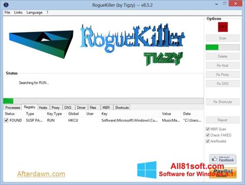 Ekrano kopija RogueKiller Windows 8.1