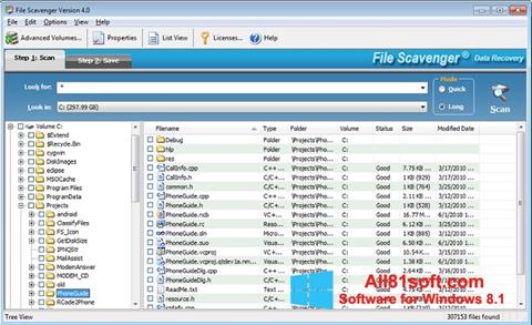 Ekrano kopija File Scavenger Windows 8.1