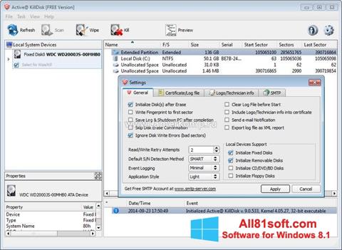 Ekrano kopija Active KillDisk Windows 8.1