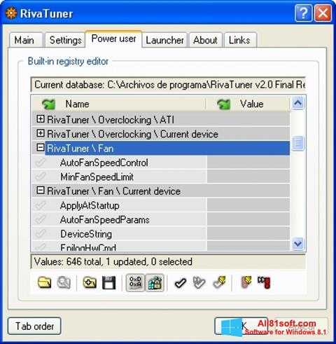 Ekrano kopija RivaTuner Windows 8.1