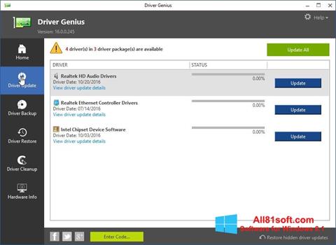 Ekrano kopija Driver Genius Windows 8.1