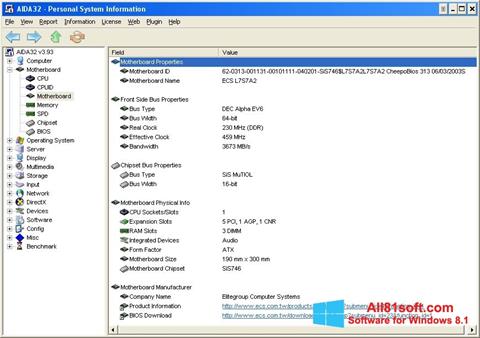Ekrano kopija AIDA32 Windows 8.1