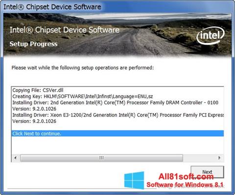 Ekrano kopija Intel Chipset Device Software Windows 8.1