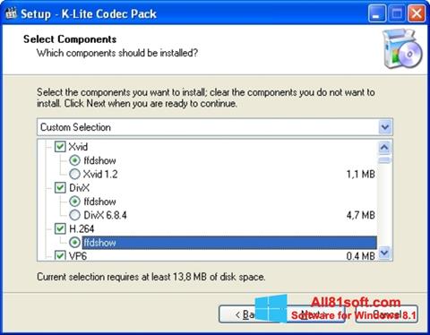 Ekrano kopija K-Lite Codec Pack Windows 8.1