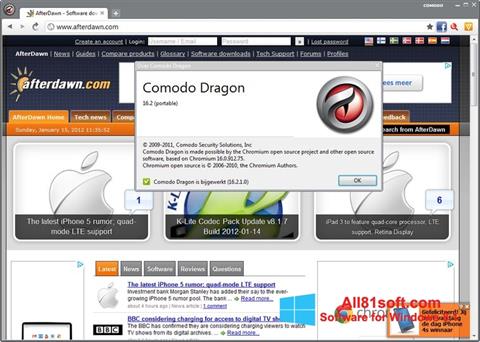 Ekrano kopija Comodo Dragon Windows 8.1