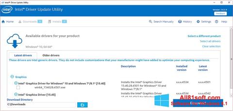 Ekrano kopija Intel Driver Update Utility Windows 8.1
