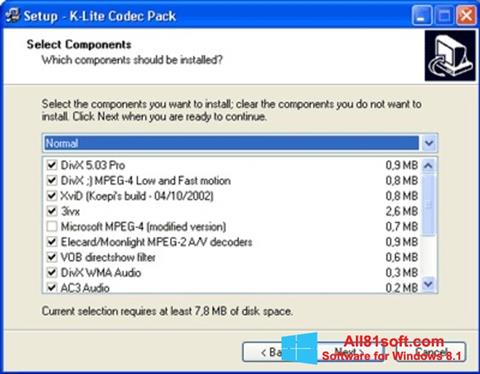 Ekrano kopija K-Lite Mega Codec Pack Windows 8.1